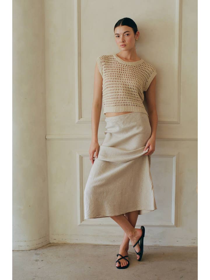 a.ren - Venta al por mayor Jersey corto de punto - Mujer - AW1068 | Jersey de Punto Acrílico Tencel Lino Pullover Top5