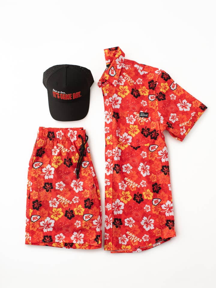 Team Cocktail - Wholesale Button Down Shirt - Unisex - Tropical Kansas City Football Unisex Button Up3