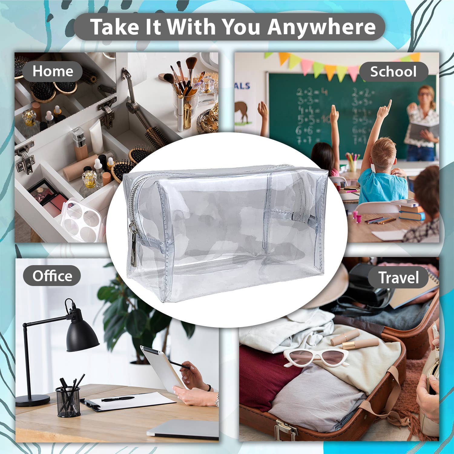 Powell Creative Products Ltd – wholesale Pencil case/pouch – Clear Pencil Case Transparent See Through Toiletry Bag8