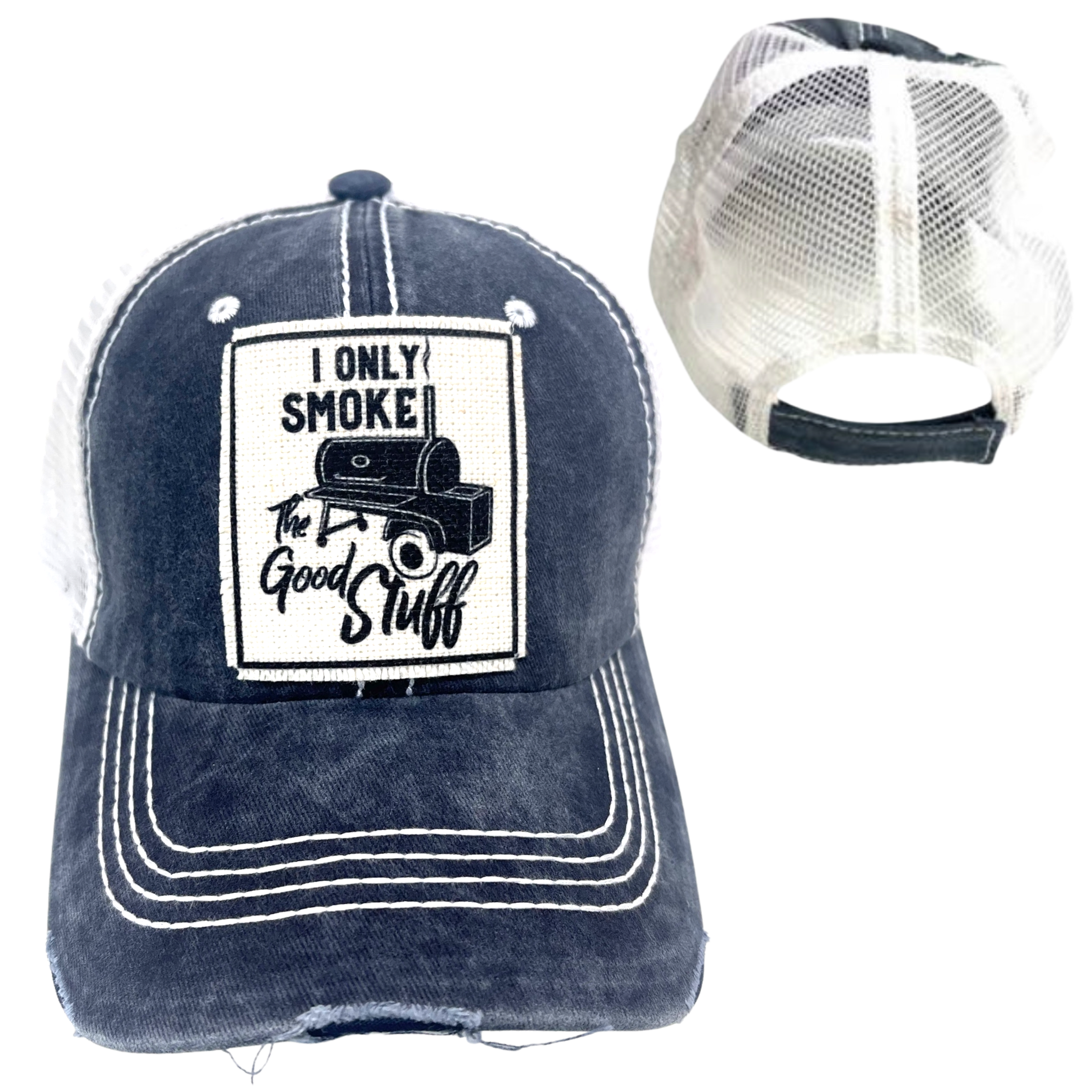 dkhandmade - Wholesale Baseball Cap - Unisex - I ONLY SMOKE THE GOOD STUFF CAP | UNISEX HAT | DISTRESSED5