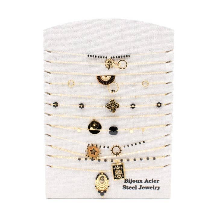 Reference Mode - Vendita all'ingrosso Collane a catena e maglie - Confezione da 12 collane in acciaio inossidabile - Nero0