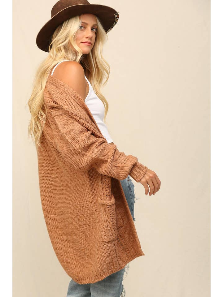 KyeMi - Vente Cardigan – femme - Long cardigan en maille douce avec poche latérale6