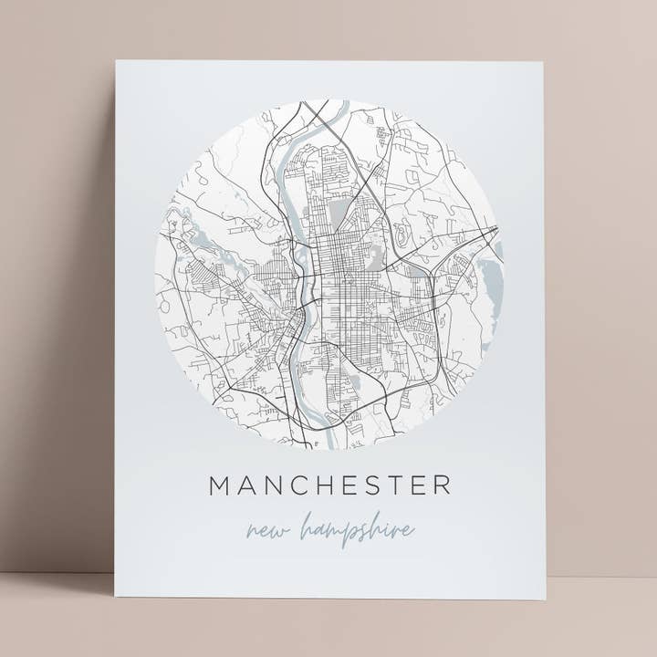 Affiche carte de Manchester (New Hampshire) pour la vente par Backstory Map Co.