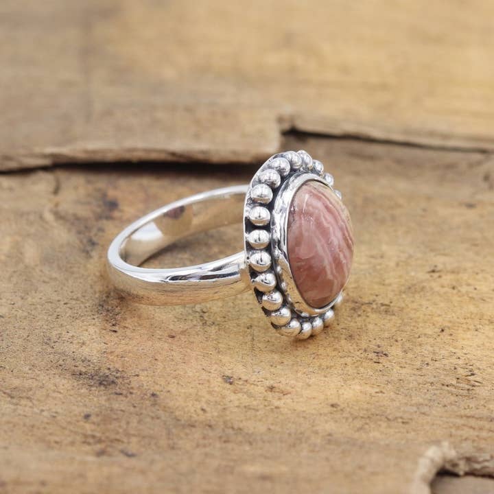Jay Jools - Wholesale Cocktail/Statement Ring - Rhodochrosite Handmade Ring: 925 Silver Jewelry for Her7