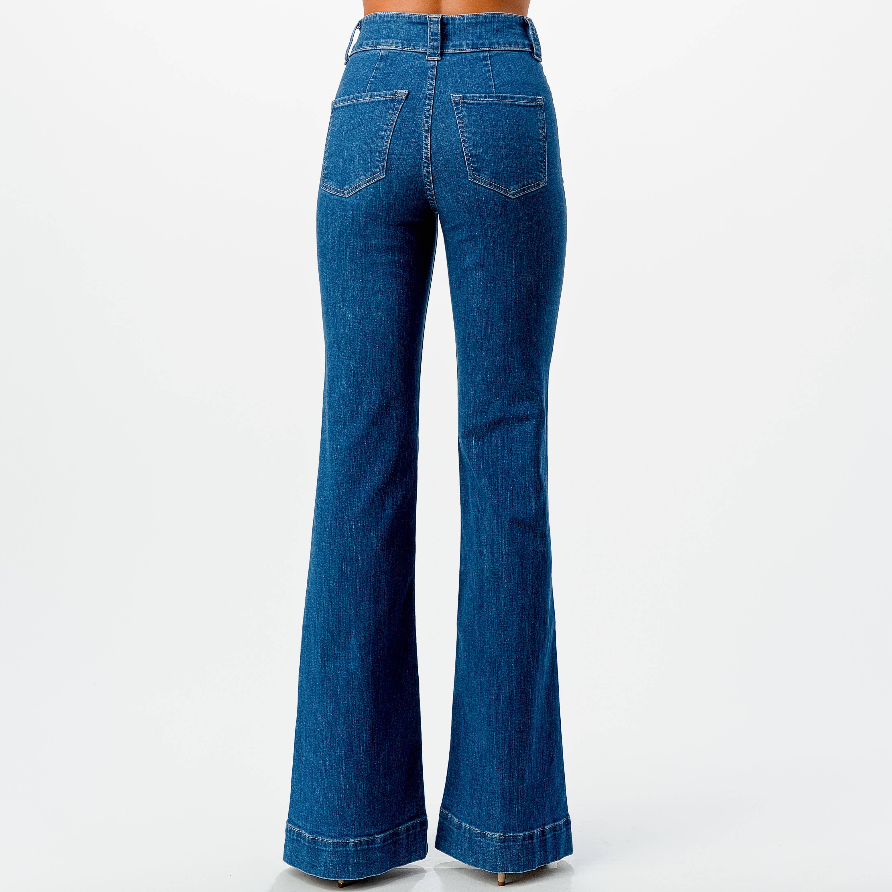 Someday - Vendita all'ingrosso Jeans - Donna - JEANS SVASATI ELASTICIZZATI A VITA ALTA CON PINTUCK, SI2206-SP2