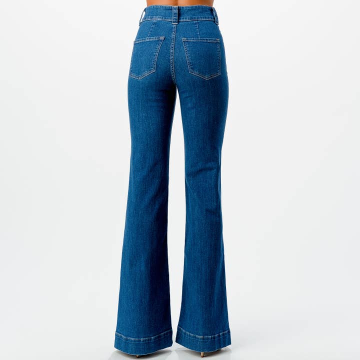 Someday - Vendita all'ingrosso Jeans - Donna - JEANS SVASATI ELASTICIZZATI A VITA ALTA CON PINTUCK, SI2206-SP2