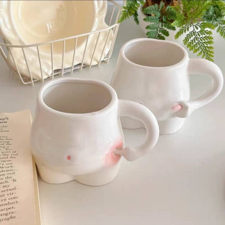 Green Pastures Wholesale - Wholesale Coffee Mug - Cute ceramic fat belly poke mug/coffee cup with arm handle