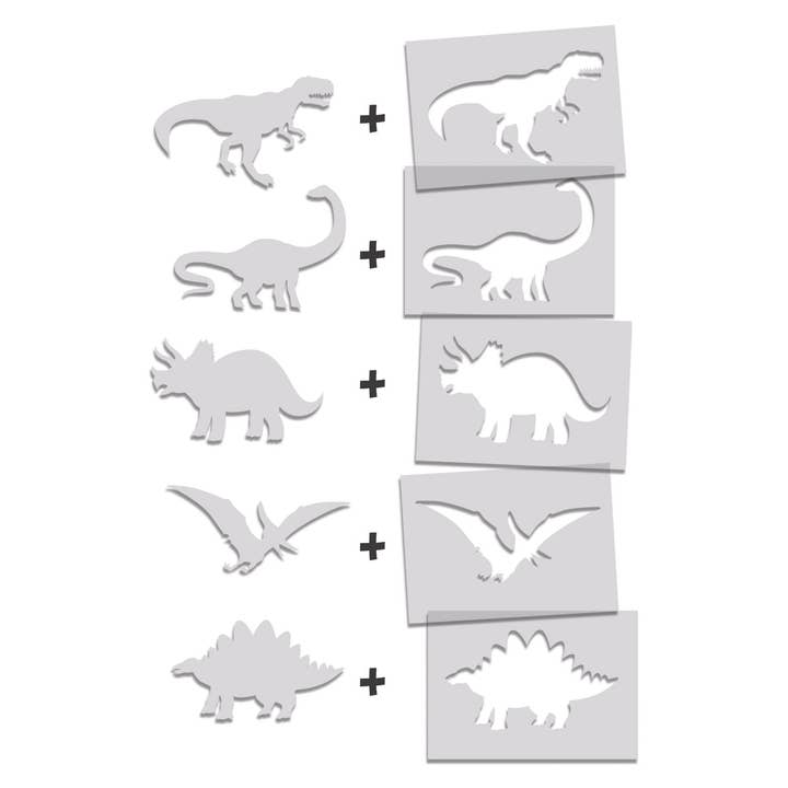 Créa Lign' - Wholesale Art Set - Kids & Baby - Giant artistic stencils “The dinosaurs”