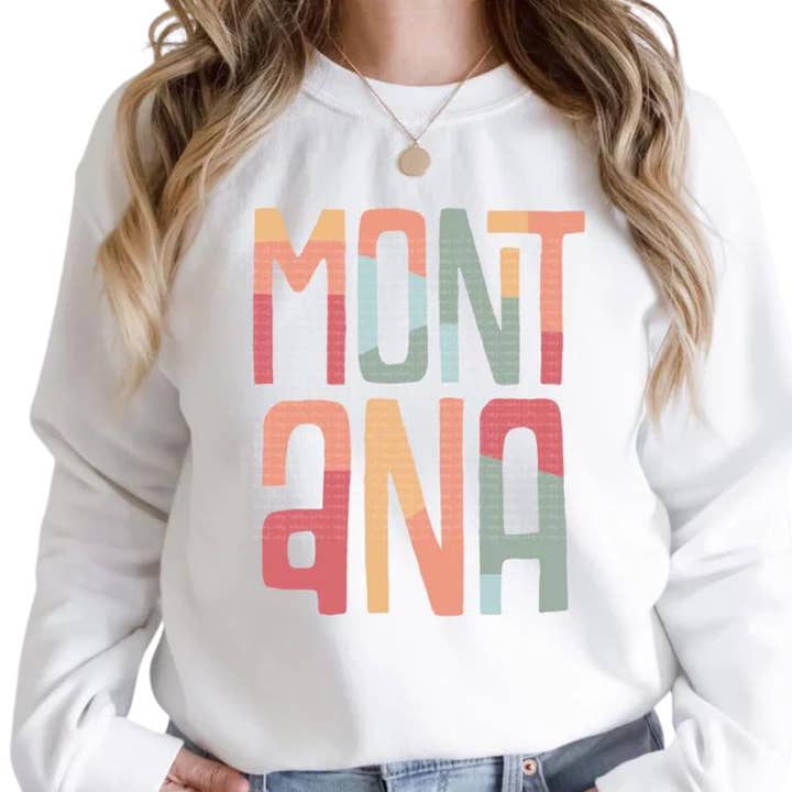 Montana Sweatshirt - Retro Colored for wholesale by Farmtown Printing Company