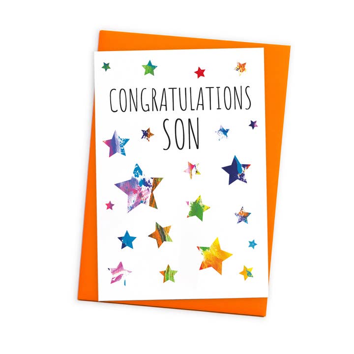 Congratulations Greeting Card For Son And Coloured Envelope for wholesale by size3art