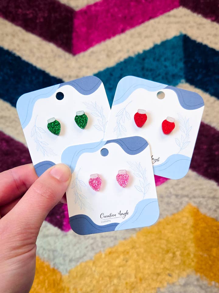 Christmas Light Mini Earrings | Nickel Free Studs for wholesale by Creative Angle Customs