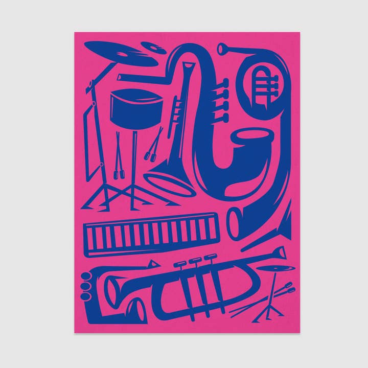 Affiche Jazz Magenta-Bleu (30x40cm & 50x70cm) pour la vente par Redy.