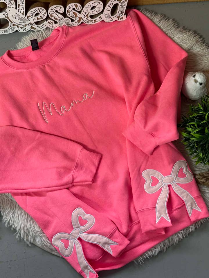 Side Bow Custom Name Sweatshirt, Mother's Day, Gift, Easter for wholesale by April's Sew Vinyl