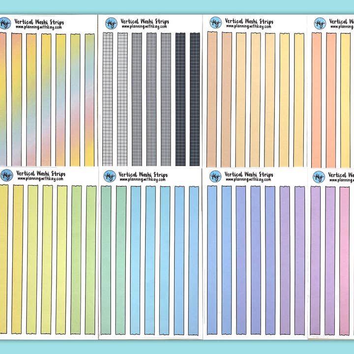 Vertikale washi-strimler (fås i 8 farver!) for engroshandel hos Planning With Kay