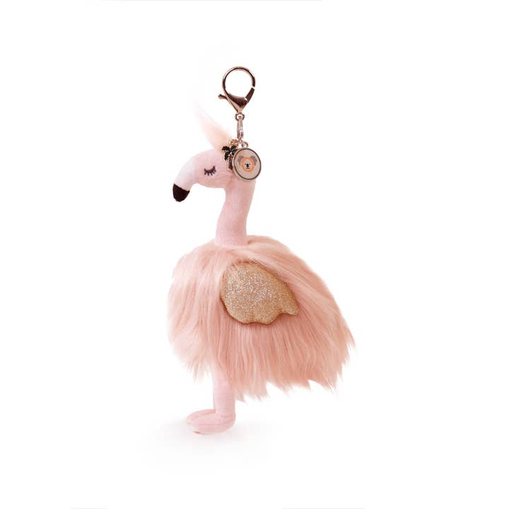 OB Australia - Wholesale Keychain - Kids - Gloria Flamingo Bag Charm (Vegan Angora) 7"/ 18 cm