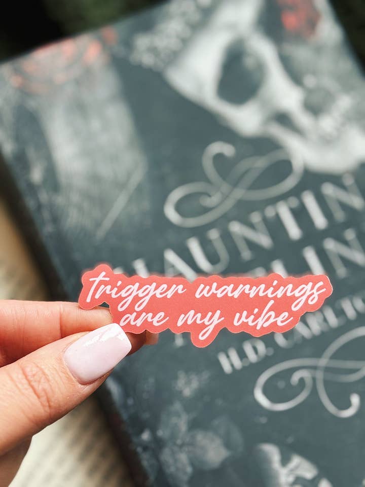 Trigger Warnings Book Sticker for wholesale by Shadowbound Spines LLC
