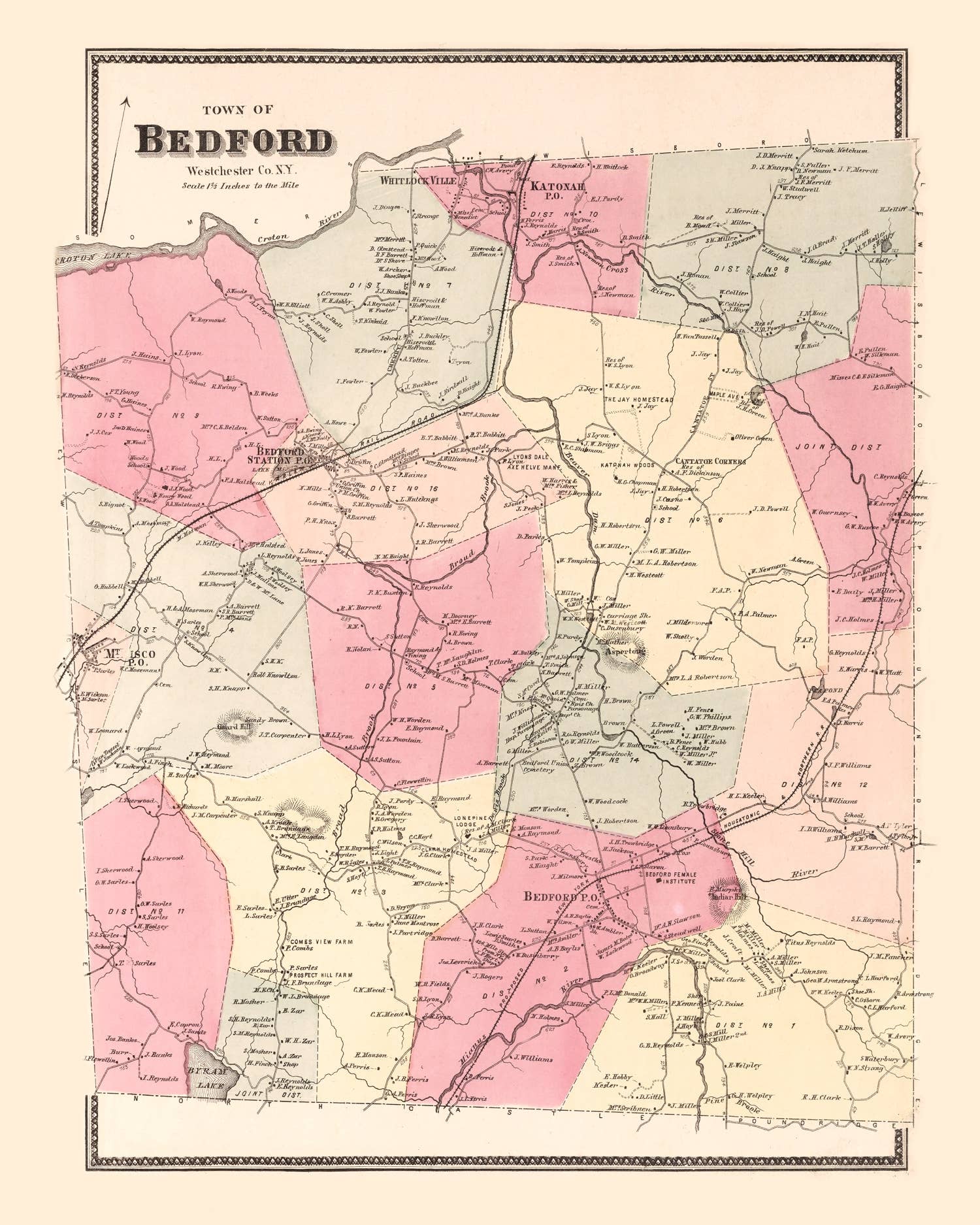 Ted's Vintage Art - Wholesale Map - Vintage Map of Bedford, New York 18674