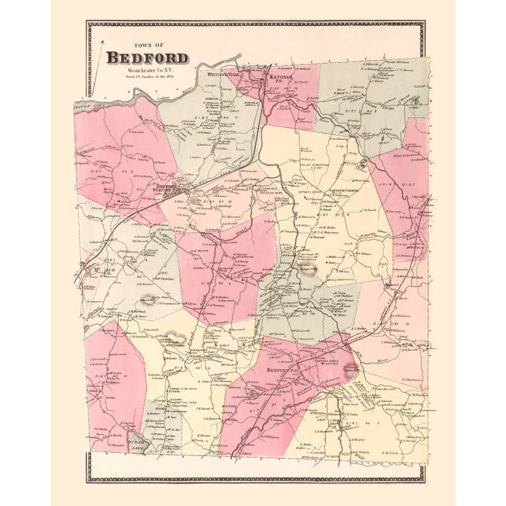 Ted's Vintage Art - Wholesale Map - Vintage Map of Bedford, New York 18674