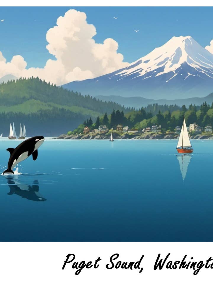 Puget Sound - Holografischer Aufkleber für den Großhandel von Ikigai Life Designs
