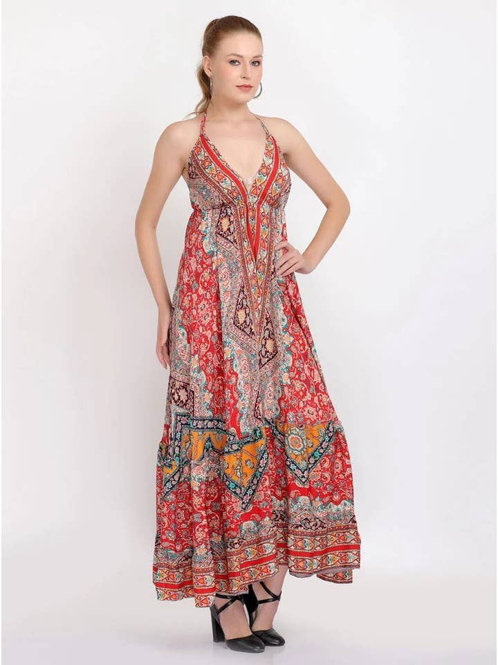 Bhawana Handicrafts - Wholesale Dress - Women's - 5 Pcs Lot Vintage Sari Recycled Silk Dress Indian Silk Dress