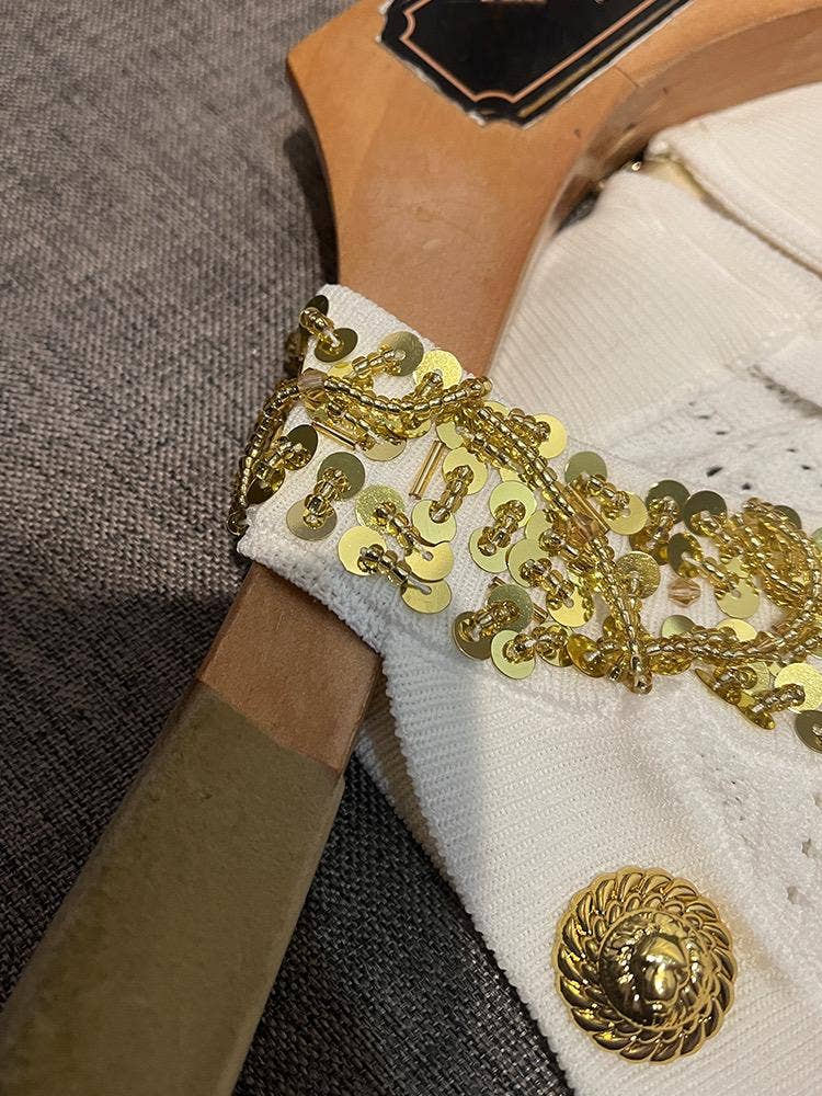 Sanyao Fashion - Venta al por mayor Vestido - Mujer - Vestido de punto ajustado sin mangas con cuentas hecho a mano SY4126