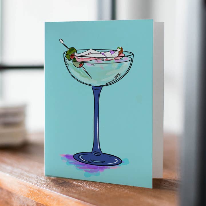 Carte de vœux illustrée Martini Swimming pour la vente par Cute Salute