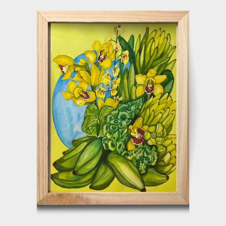 Förnyande orkidé i gul akvarell konst 11"x14" Skriv ut för wholesale av Chloe Marie Hourdequin Designs