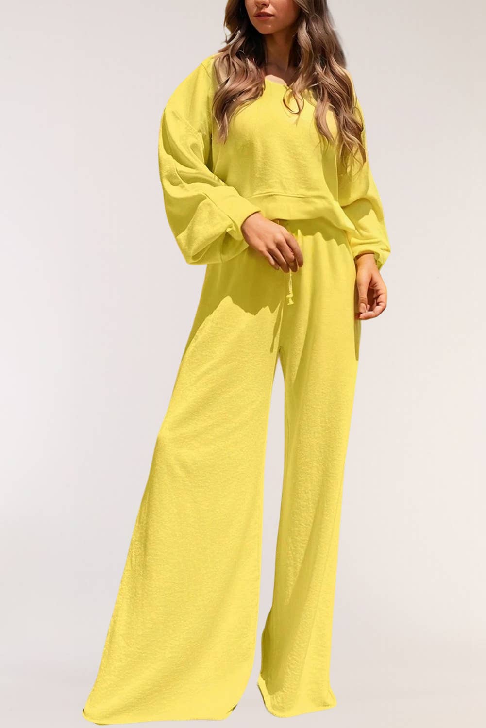 LA Society - Wholesale Lounge Set - Women's - LAS Drop Shoulder Pullover and Wide Leg Pants Set (S-XL)5