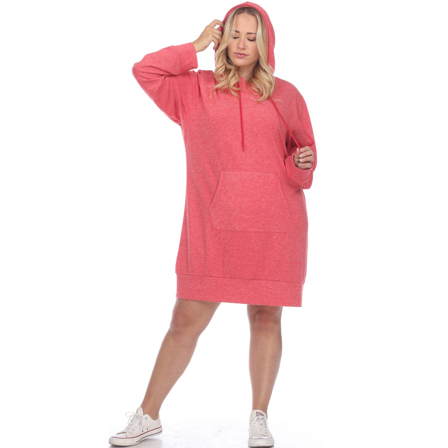 WHITE MARK – wholesale Dress – Women's – Plus Size Hoodie Sweatshirt Dress6