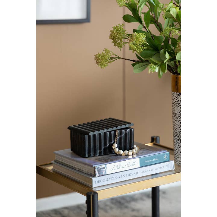 A&B Home Group Inc. - Wholesale Decorative Box - 4x7x3" Black Marble Box - Black