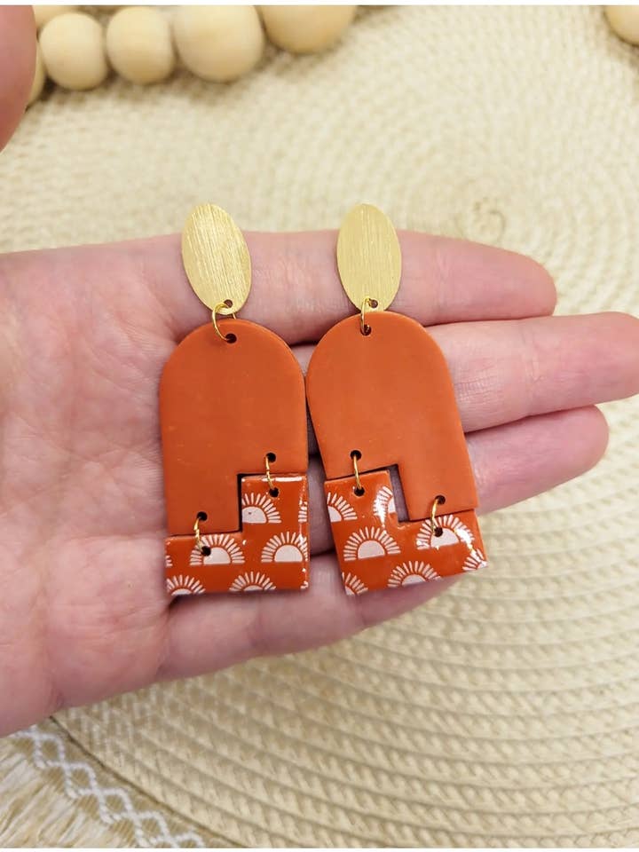 Burnt Orange Broken Tombstone with Suns for wholesale by Lissa & Co.