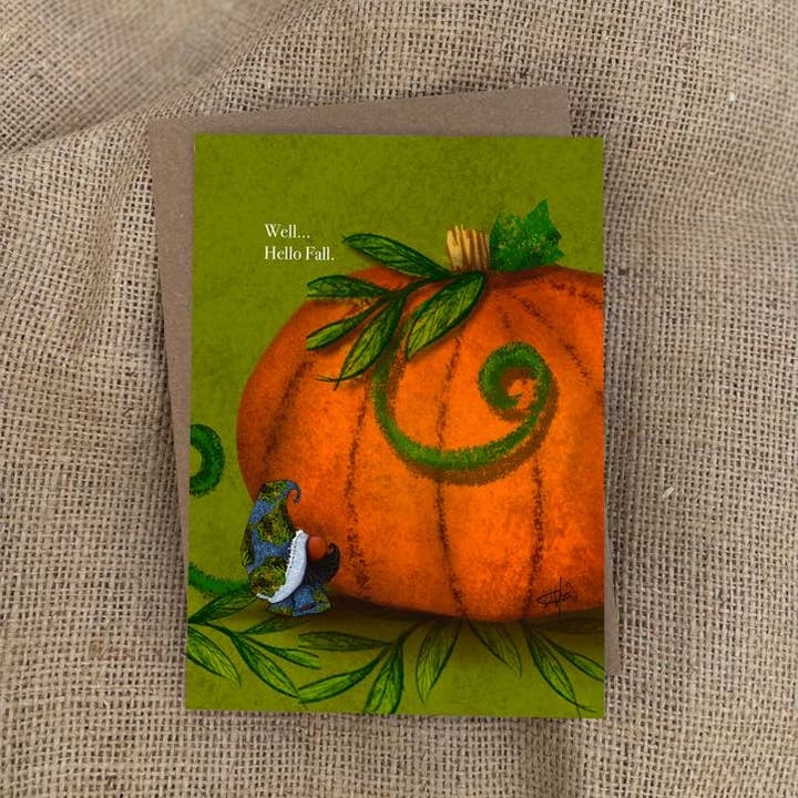 Bem... Olá, Queda. Cartão de Saudação por atacado de Dafri Studios