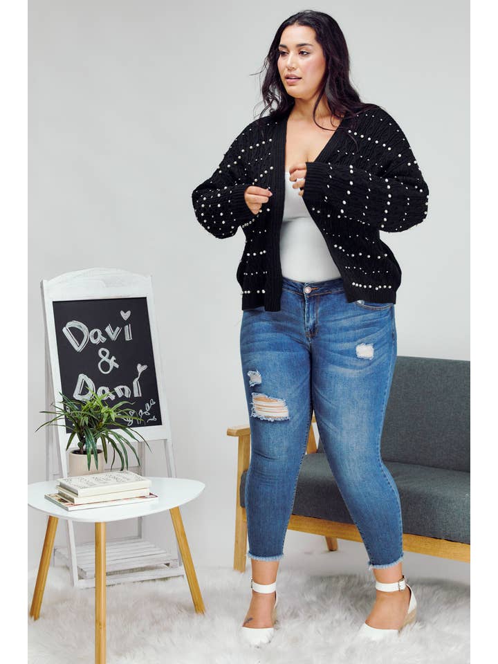 Davi & Dani - Wholesale Cardigan - Women's - PLUS PRINTED LONG SLEEVE CARDIGAN9