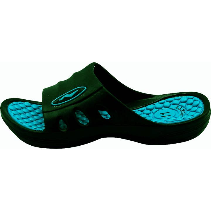 The Norty Brand - Wholesale Sandals - Kids - Norty GIRL'S 11-4 SLIDE SANDAL TURQUOISE Prepack1