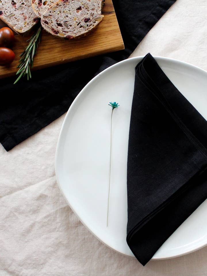 Guardanapos de linho preto - Conjunto de 4 por atacado de My Kitchen Linens