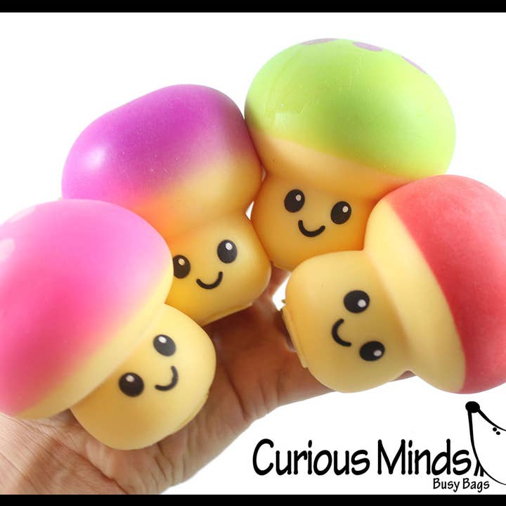 Curious Minds Toys - Wholesale Squishy Toy - Kids & Baby - 1 Mushroom Squishy Squeeze Stress Ball Soft Doh Filling - Li