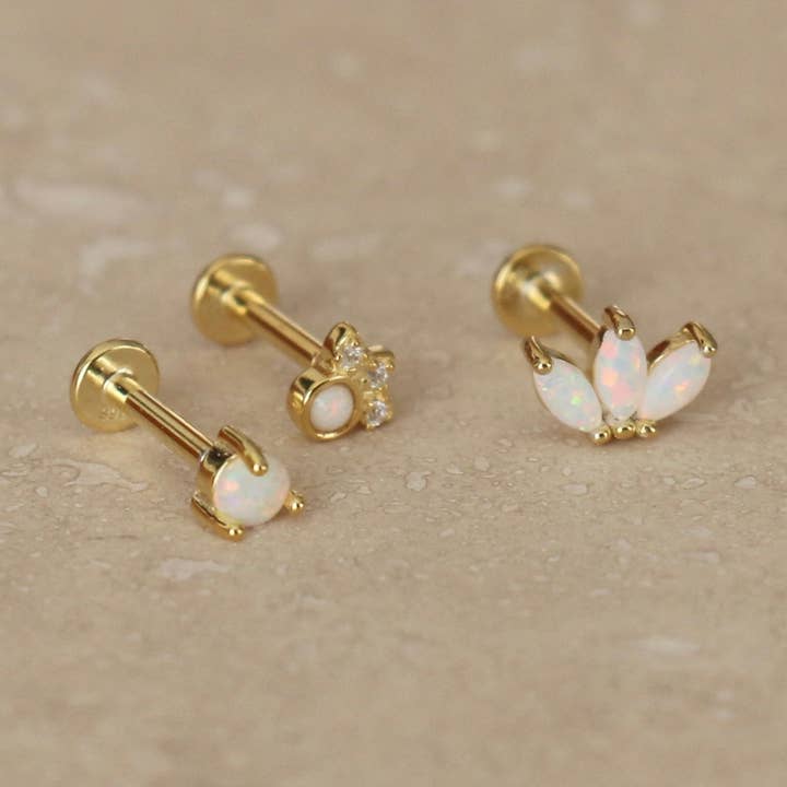 Gold Opal Labret Single Stud for wholesale by Little Nell Jewellery