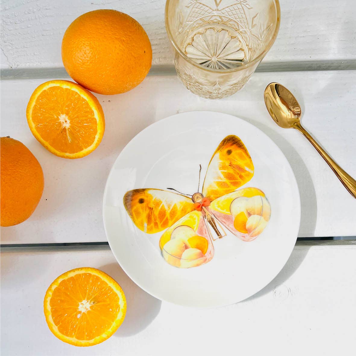 Bordy's - Venta al por mayor Plato grande - La vida de una farfalla - Piatti Dolci, set de 4 platos para postre10