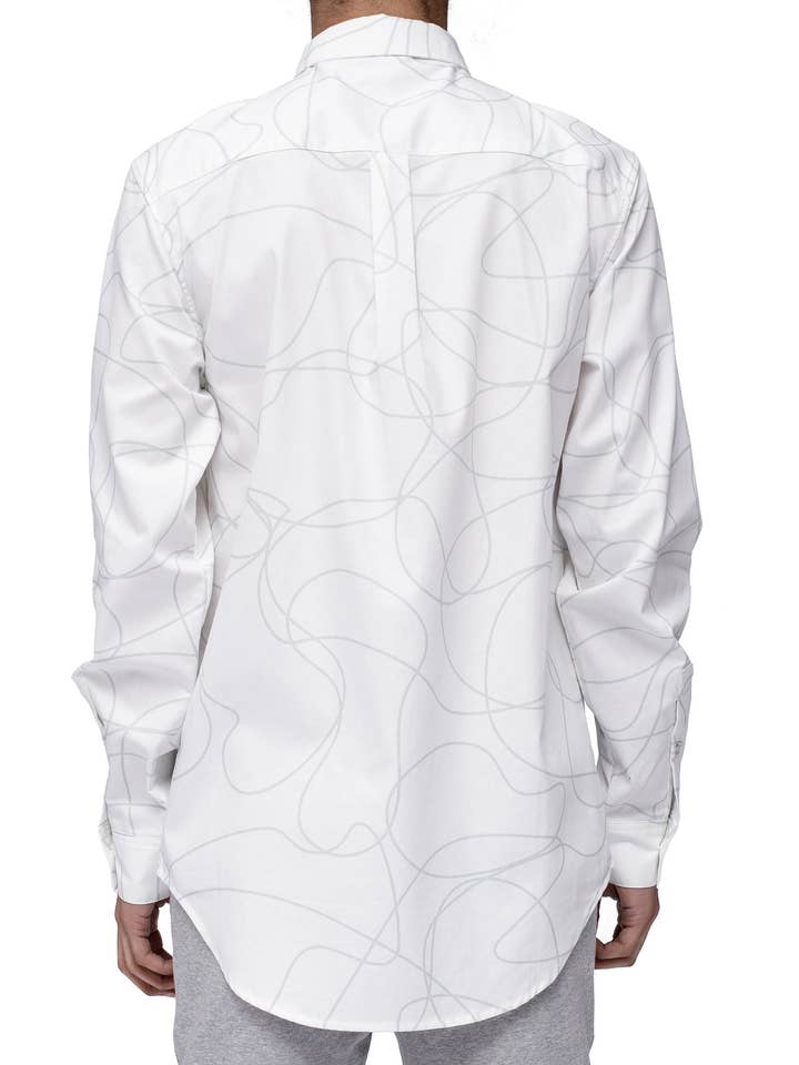 Bianco Camicia a maniche lunghe da uomo con stampa a righe in bianco in vendita all'ingrosso su Faire2