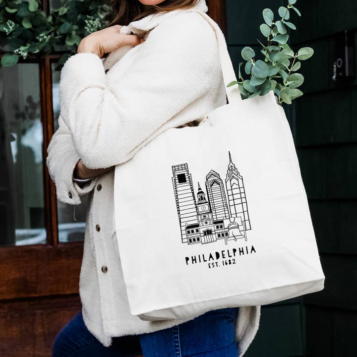 Moonlight Makers - Wholesale Tote Bag - Unisex - Philadelphia, PA Skyline - Canvas Tote Bags - Philly