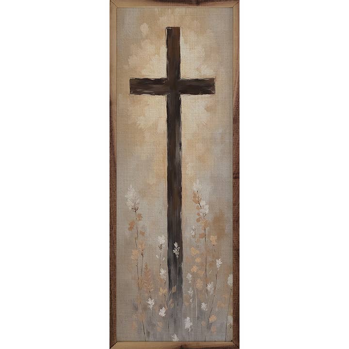 Kendrick Home - Wholesale Wood Wall Art - Cross With Flowers