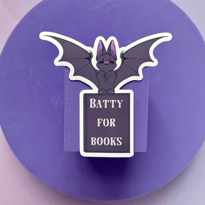Motleyboo - Wholesale Sticker - Batty for books die cut sticker, gifts for, book lovers1