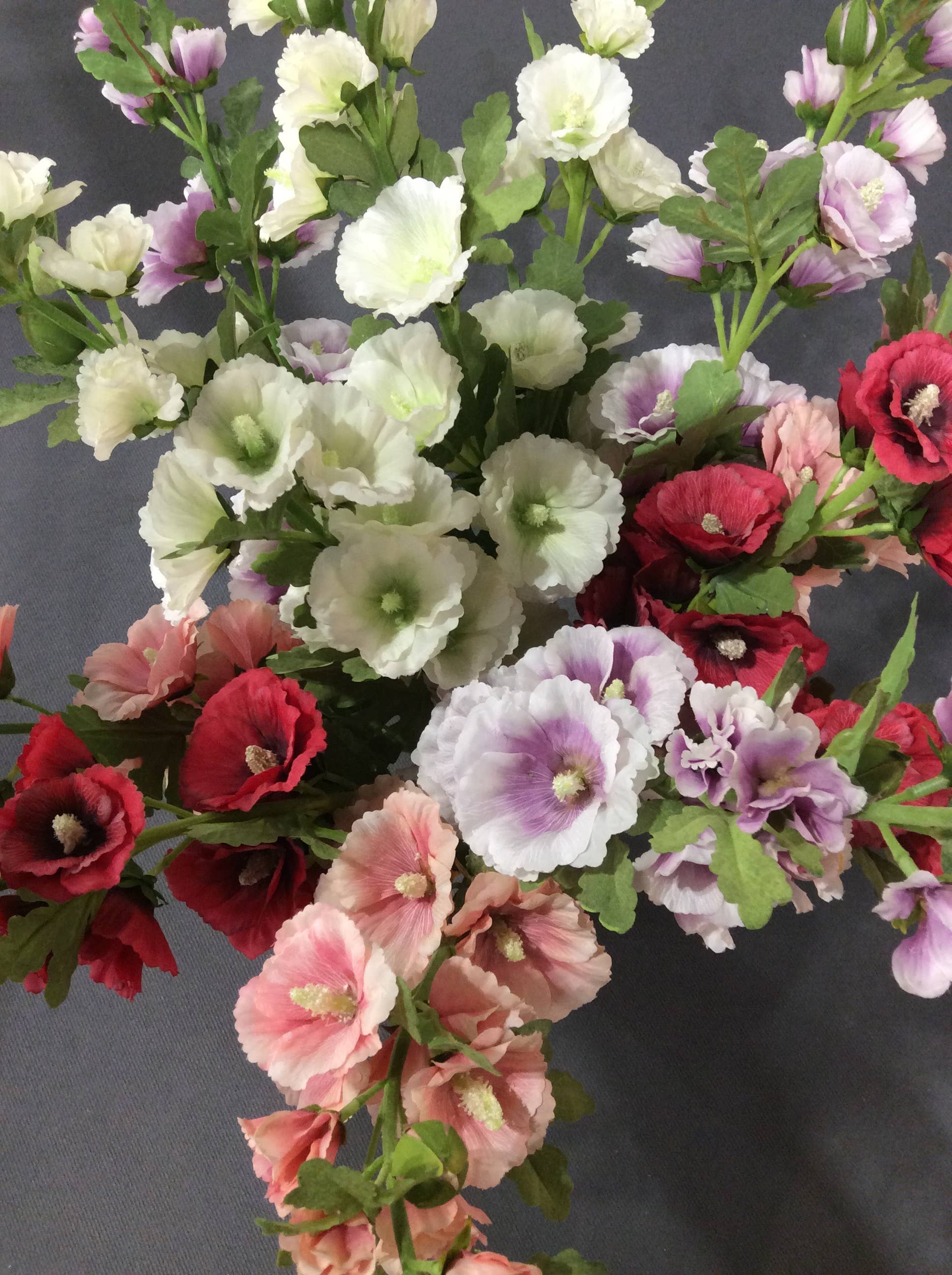 Mezu Silk Flowers - Wholesale Artificial Flowers - Artificial Pinky/Peach Hollyhock3