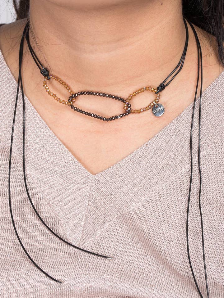 Bague tour de cou 3 ovales en cristal Bronze pour la vente par Veroma Gifts