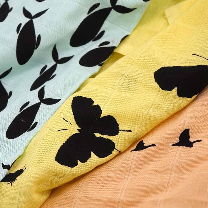 Patterned muslin diapers 80X80Cm - 3 pieces - Muslin cloths, swaddles for wholesale by avo+cado