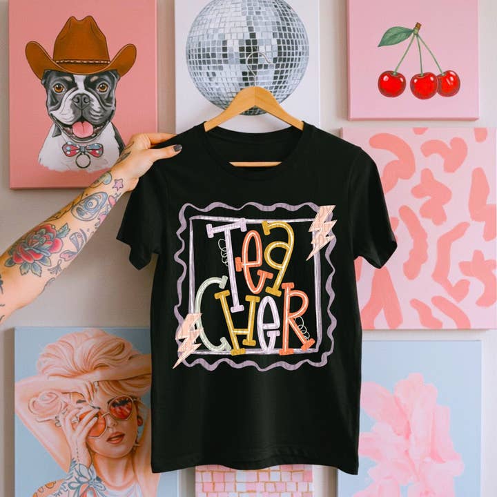 Teacher Bolt Doodle DTF Transfer for wholesale by K and M Designs