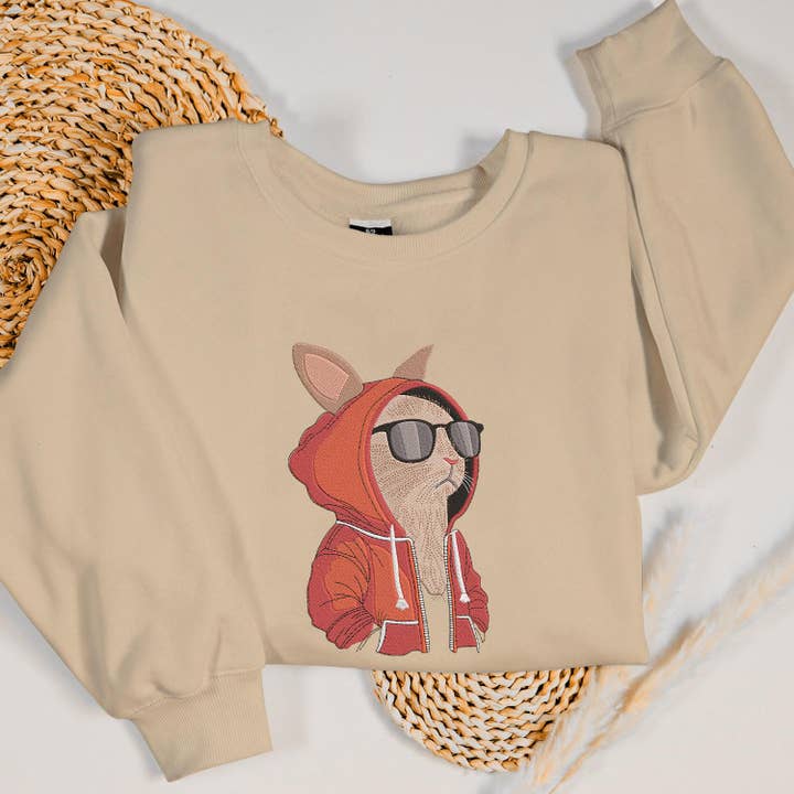 Felpa con ricamo a forma di coniglietto Maglione Smart Bunny per la vendita all'ingrosso da parte di Merchemy