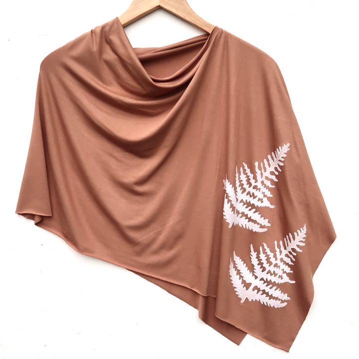 Lightweight Poncho - Fern (white ink) for wholesale by Windsparrow Studio