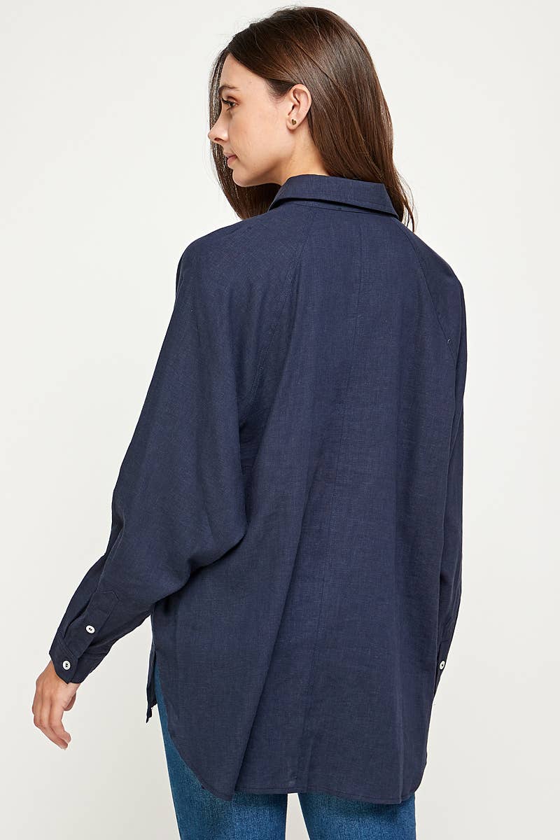 FUN2FUN - Wholesale Button Down Shirt - Women's - LINEN BLEND SHIRT22