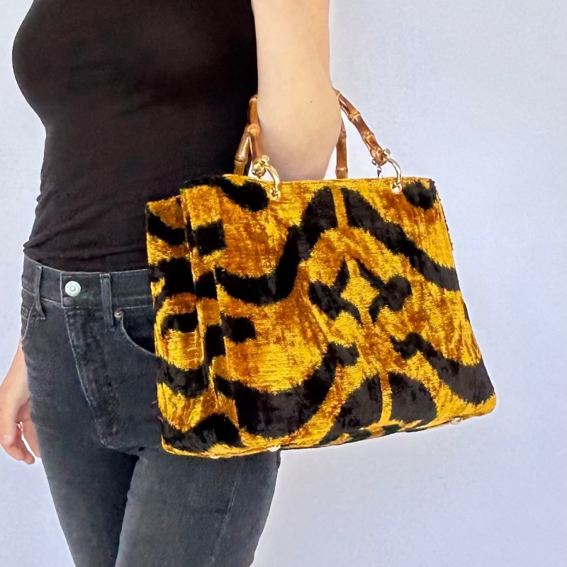 SAB B Tiger Print Small Avery Bamboo Bag for wholesale on Faire1